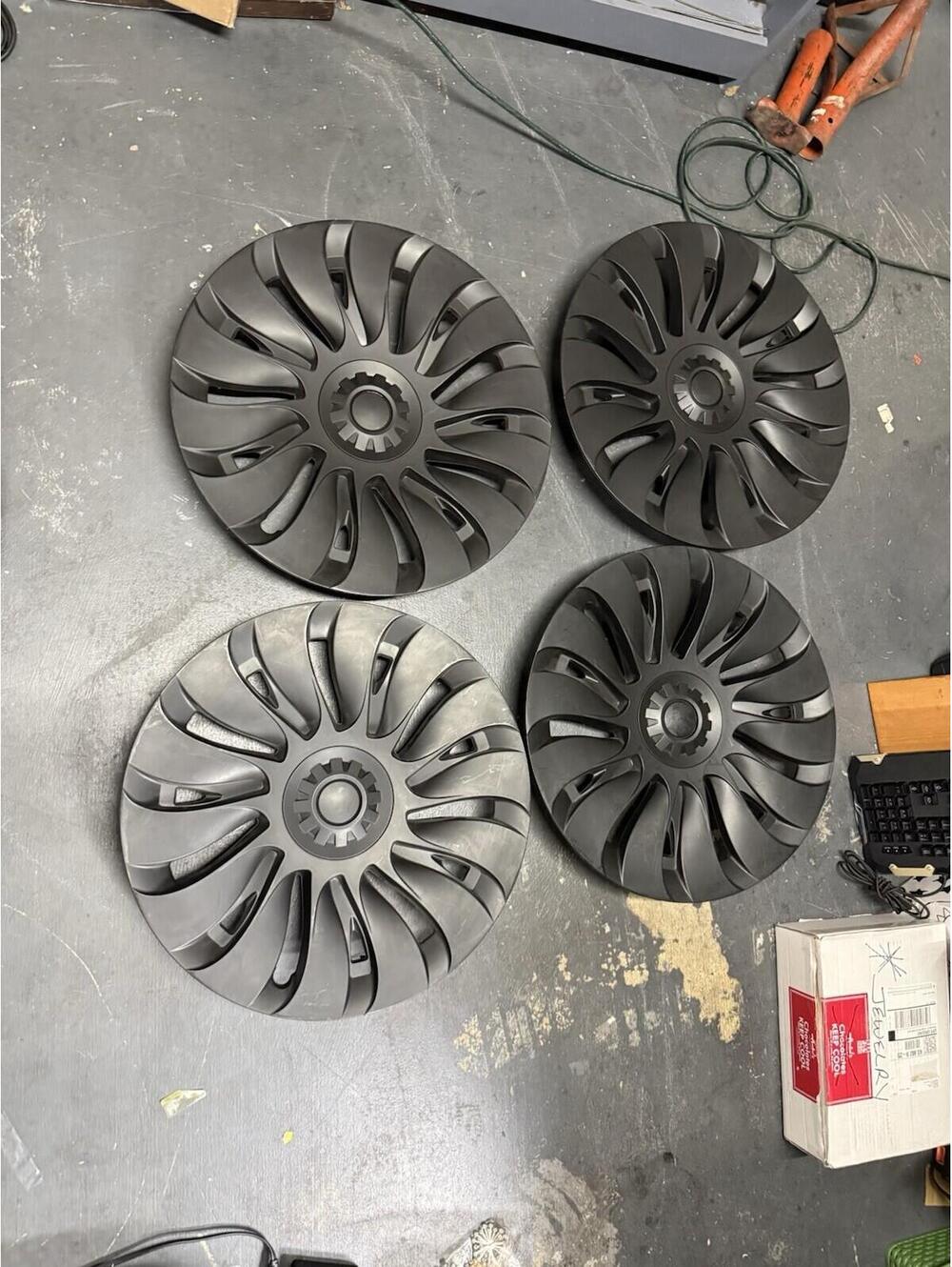 Set 4 Tesla Model 3 18” Aero Wheel Covers Hubcaps Black Turbine Style